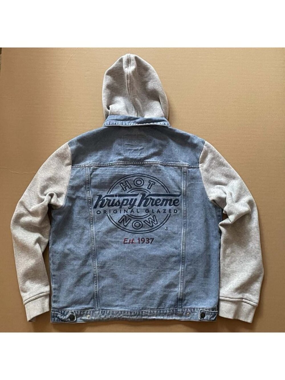 Rare Krispy Kreme Donuts Denim Hoodie Jacket "HOT NOW" - Men’s Sz 2XL